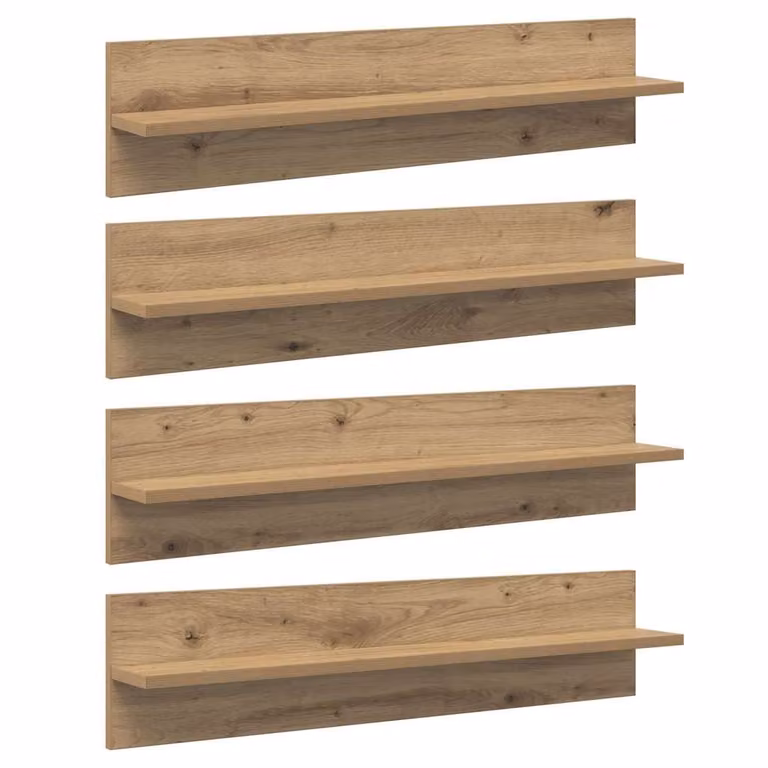 Set di 4 scaffali da parete vidaXL in stile minimalista, colore marrone rovere, L 80 cm x P 18 cm x H 11,5 cm