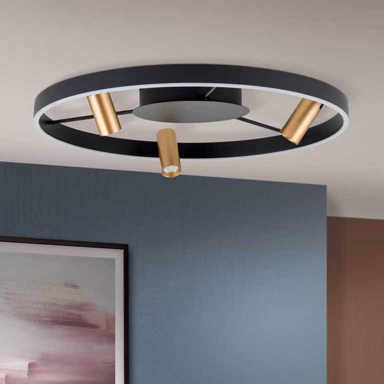 ORION Plafoniera a LED Berlin, dimmerabile, Nero, Soggiorno / Sala da pranzo, Alluminio, Moderno, Plafoniera LED