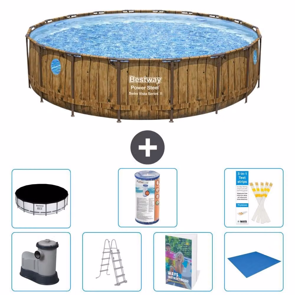 Bestway Power Steel, piscina rotonda - 549x122 cm - composta da 6 parti, modello S594