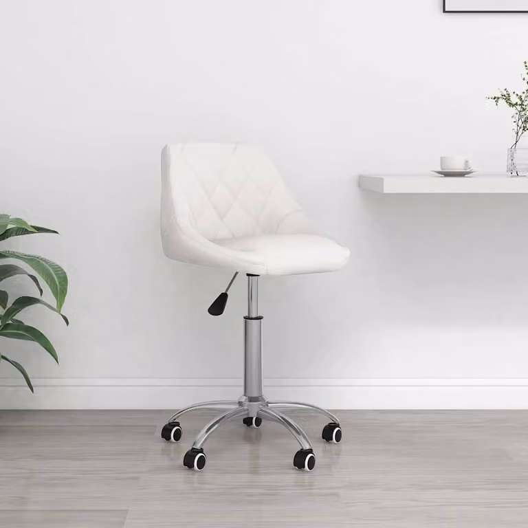 Sedia da ufficio girevole vidaXL in similpelle bianca con ruote per home office