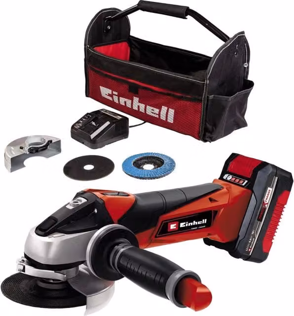 Smerigliatrice angolare a batteria Einhell TE-AG 115 Li 18V con batteria al litio da 4 Ah e disco da 115 mm, colore rosso