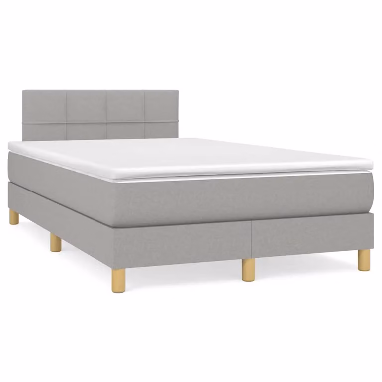 vidaXL Giroletto a Molle con Materasso Ibrido in Tessuto Grigio e Bianco L/P/H: 200 x 120 x 193 cm