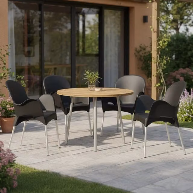Set di 4 sedie da esterno Raimund DMORA, impilabili, colore antracite opaco