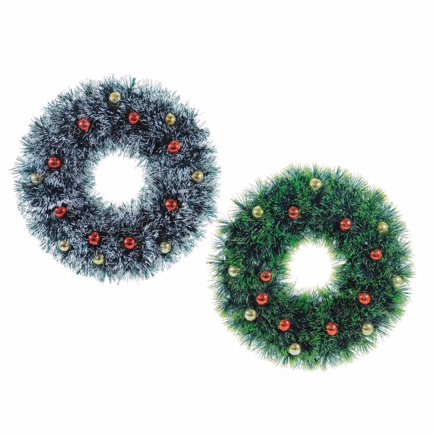 Ghirlanda Natalizia Decorativa VESTIAMO CASA con Palline Rosse, Oro e Verde, Diametro: 37 cm