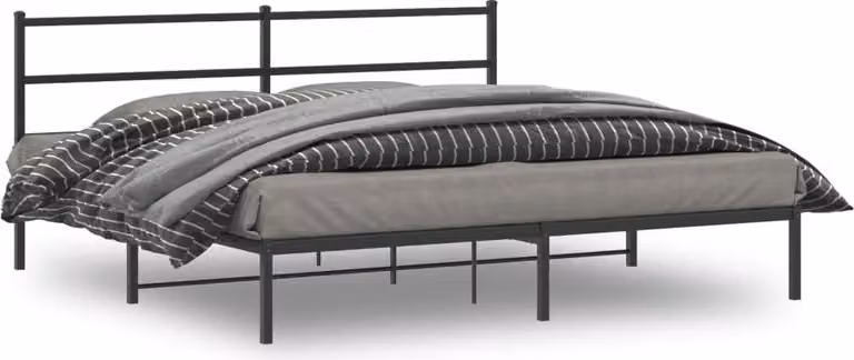The Living Store Struttura letto con testiera in metallo nero 180x200 cm