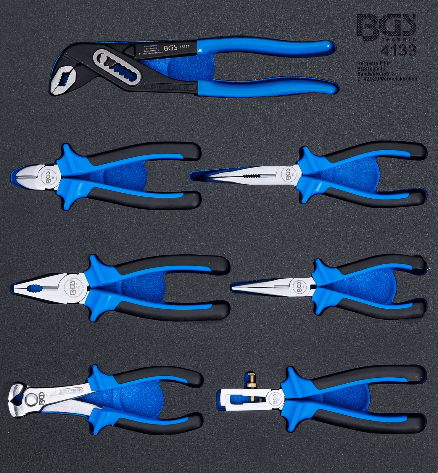 BGS inserto per carrello da officina 2/3: set di pinze da 7 pezzi - 4133