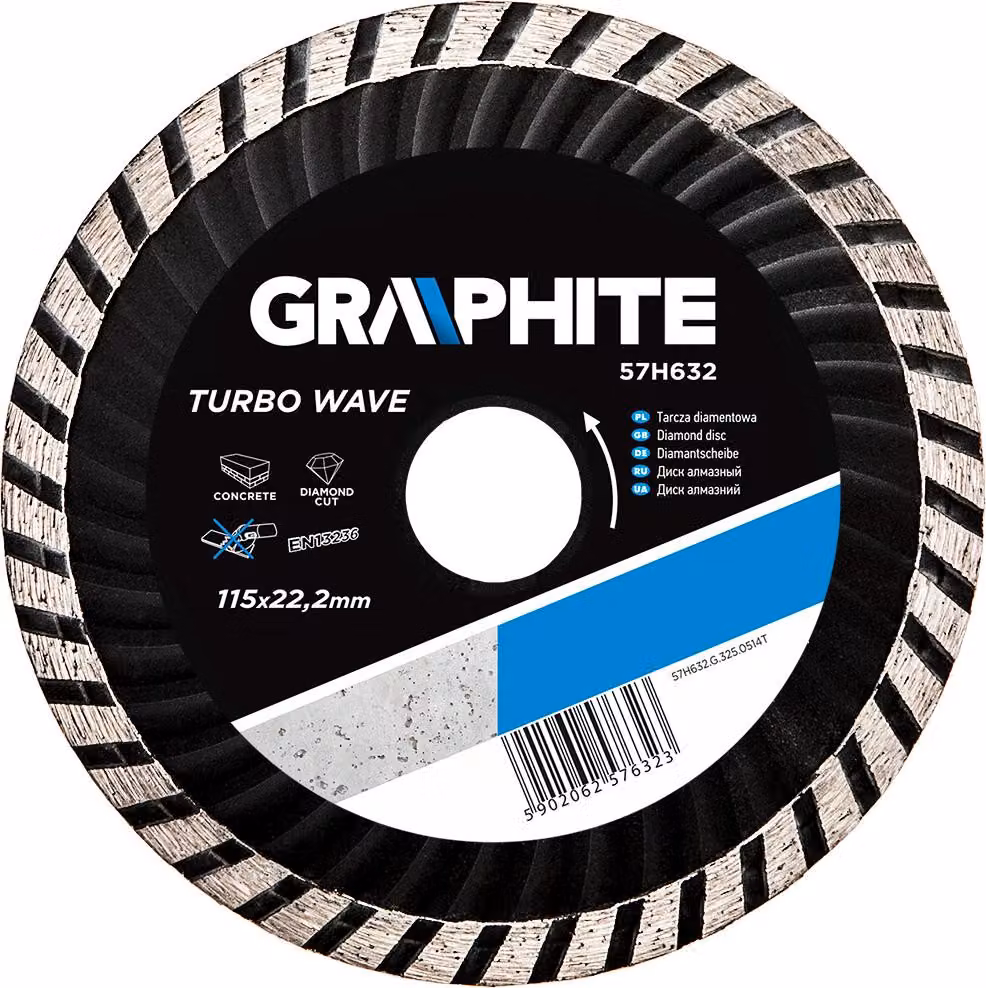 GRAFITE Lama diamantata 115 x 22,2 mm, turbo onda