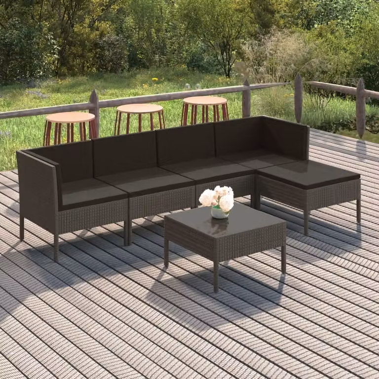 Maison Exclusive - Set da giardino da 6 pezzi con cuscini in rattan sintetico grigio