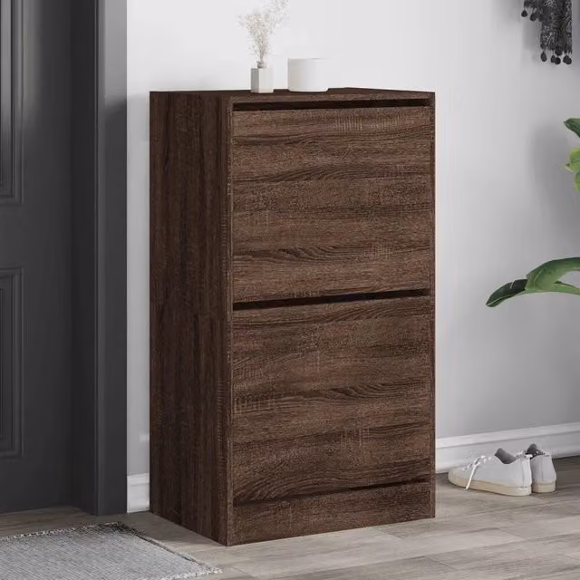 Scarpiera moderna vidaXL con scomparti ribaltabili in legno rovere marrone L: 60 cm, P: 42 cm, H: 108 cm