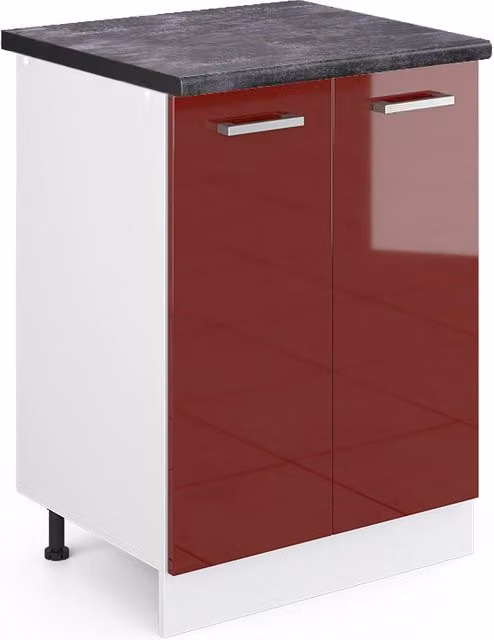 Mobiletto base cucina R-Line Rosso lucido/Bianco 60 cm, PL Antracite Vicco