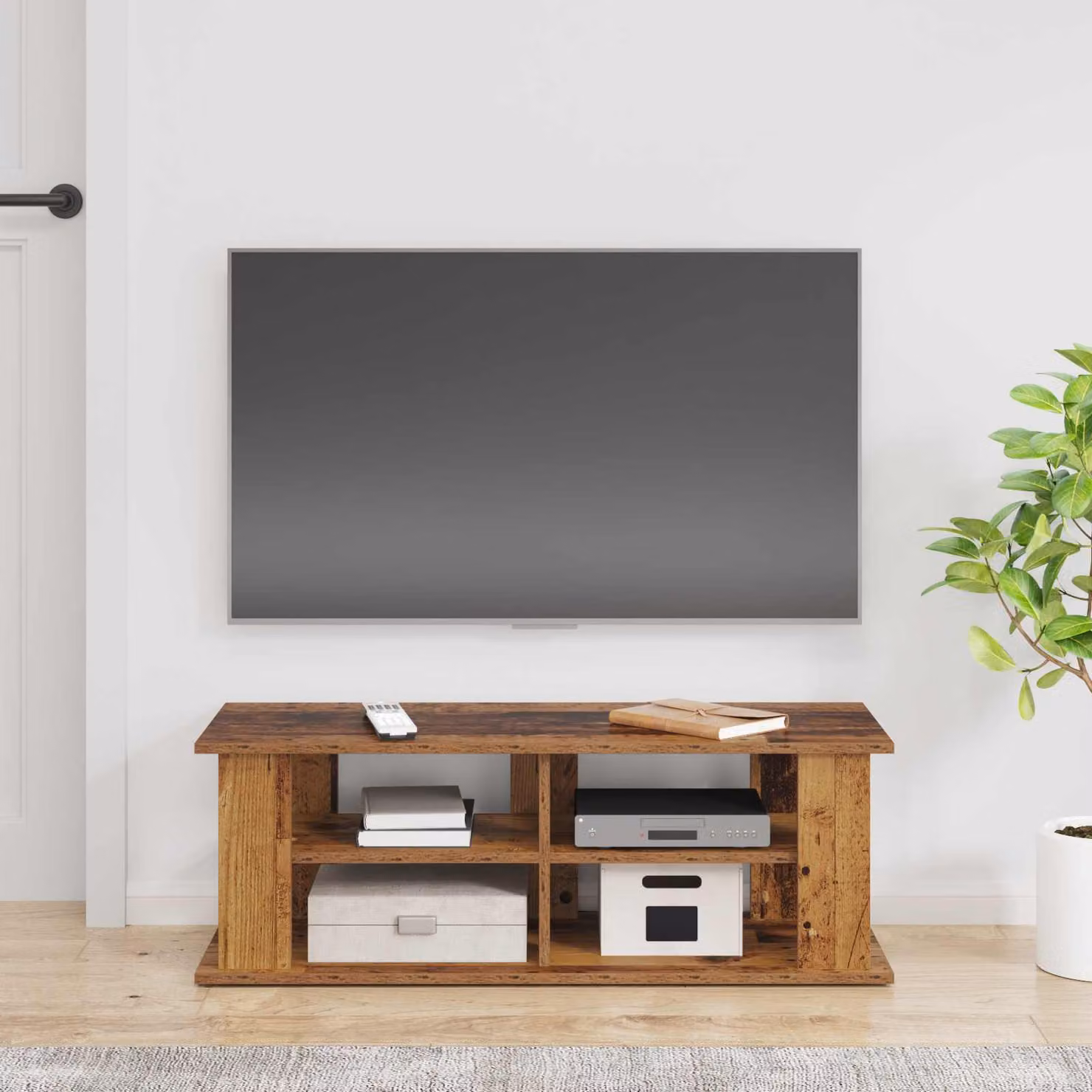 Supporto TV moderno vidaXL in legno marrone L 96 cm x P 35 cm x H 33,5 cm