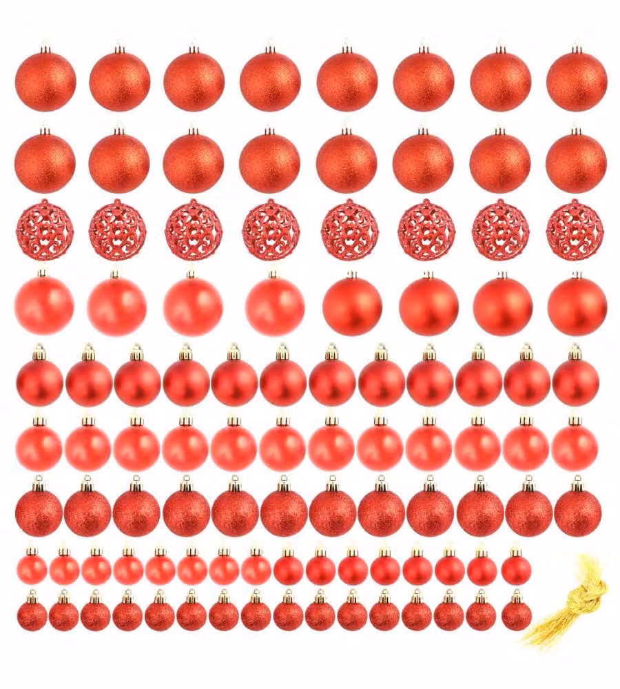 Set Palline di Natale 100 pz 3/4/6 cm Rosse