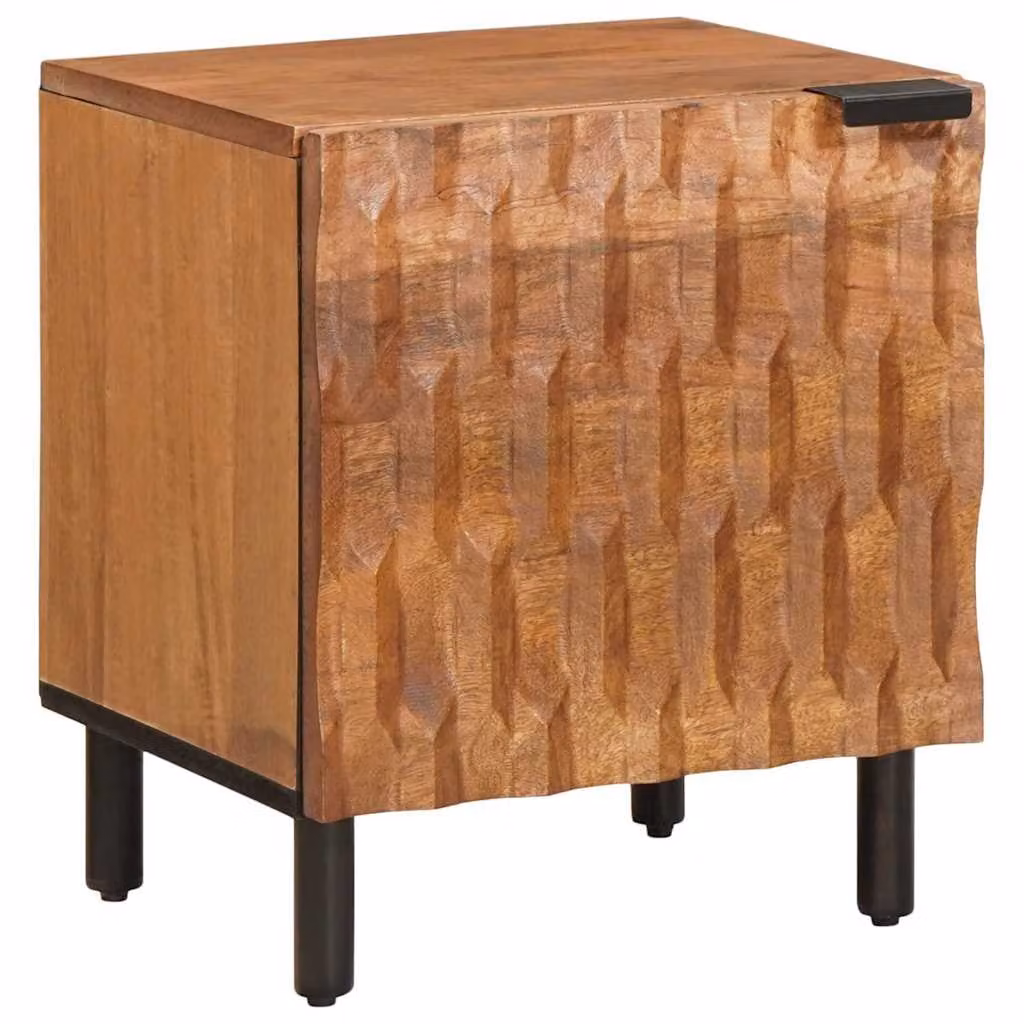 vidaXL Armadio da Notte Moderno in Legno di Mango Marrone L: 40 cm, P: 33 cm, H: 46 cm