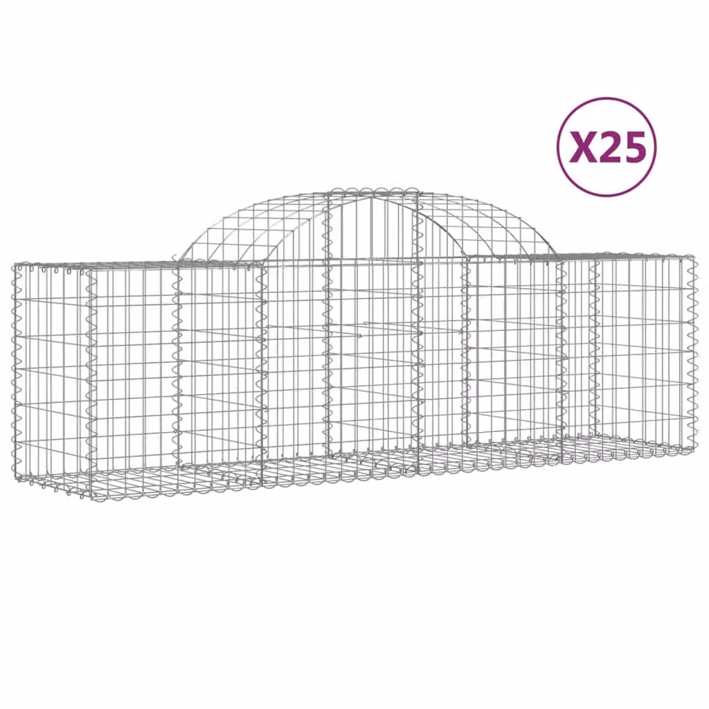 Cesti Gabbioni ad Arco 25 pz 200x50x60/80 cm Ferro Zincato