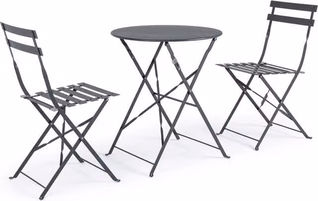 Set Tavolo e 2 Sedie da Esterno Bizzotto in Acciaio Antracite per Giardino e Terrazzo