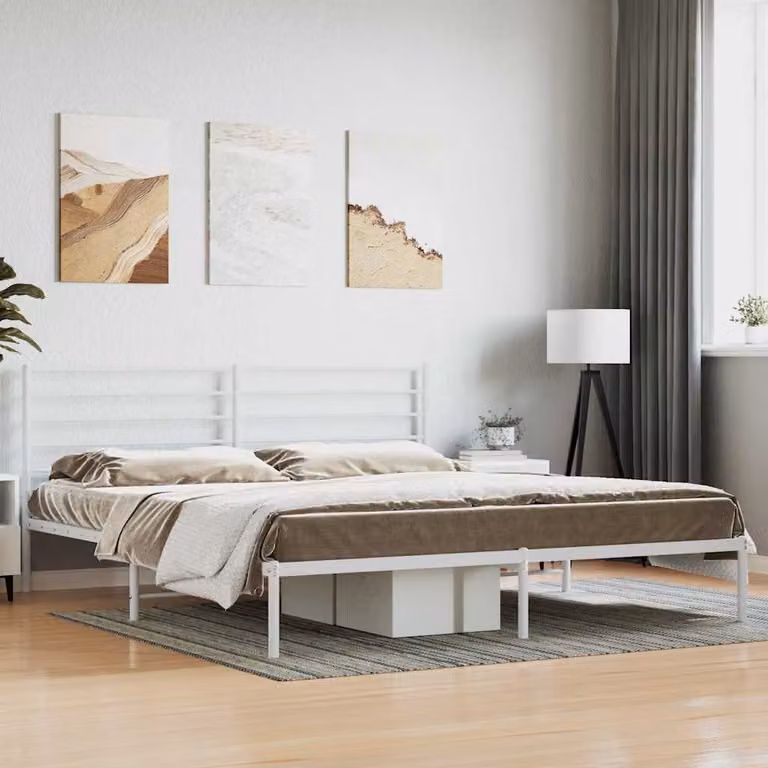vidaXL Giroletto con Testiera in Metallo Bianco L/P: 180 x 200 cm
