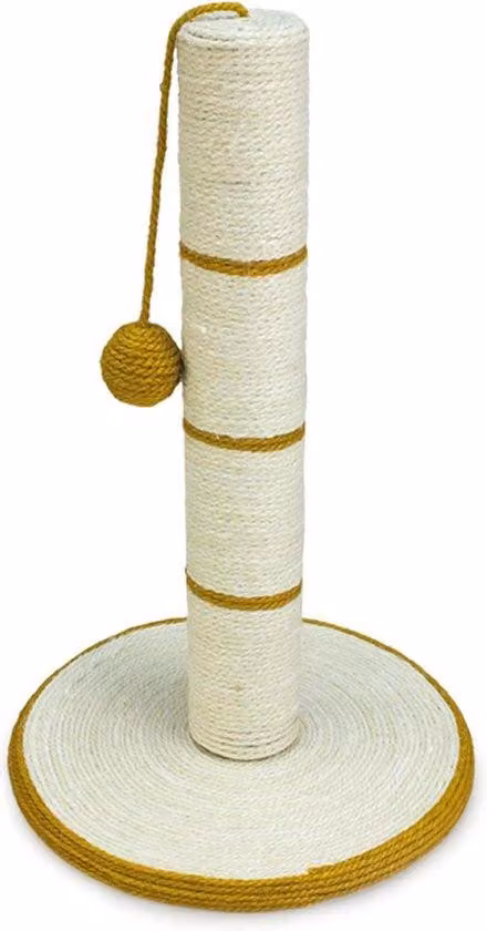 Albero per gatti Famanu con palla - Bianco e oro - 30 x 30 x 46 cm