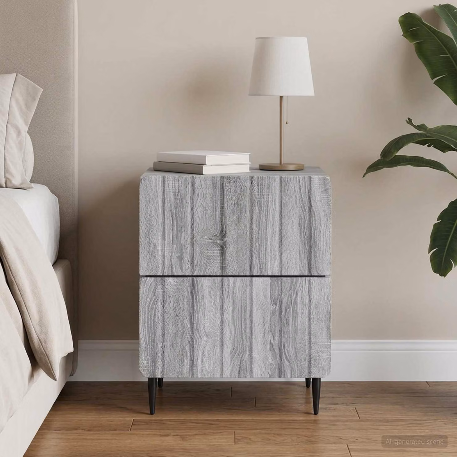 vidaXL Armadio da Notte Moderno Grigio L: 43 cm, P: 34,5 cm, H: 49,5 cm
