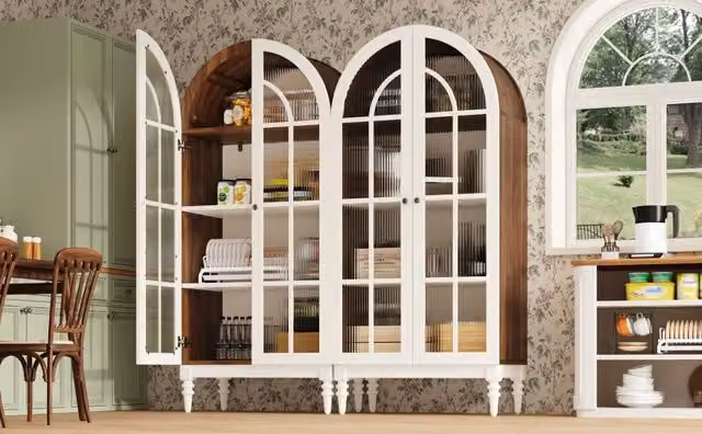Vetrina con ante doppie in vetro rigato tre ripiani struttura in MDF e metallo 76 × 38;5 × 165 cm