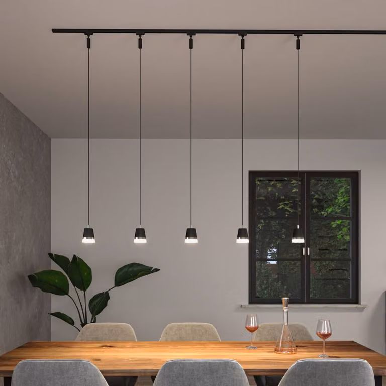 Paulmann URail lampada a sospensione Cone, nero opaco, GU10 dimmerabile, Nero, Soggiorno / Sala da pranzo, Plastica, Moderno