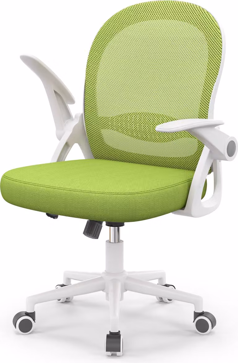 Sedia da ufficio Ergonomica - Sedia da scrivania con rivestimento in rete traspirante - Braccioli ribaltabili - Regolabile in altezza - Sedia girevole a 360° - Verde