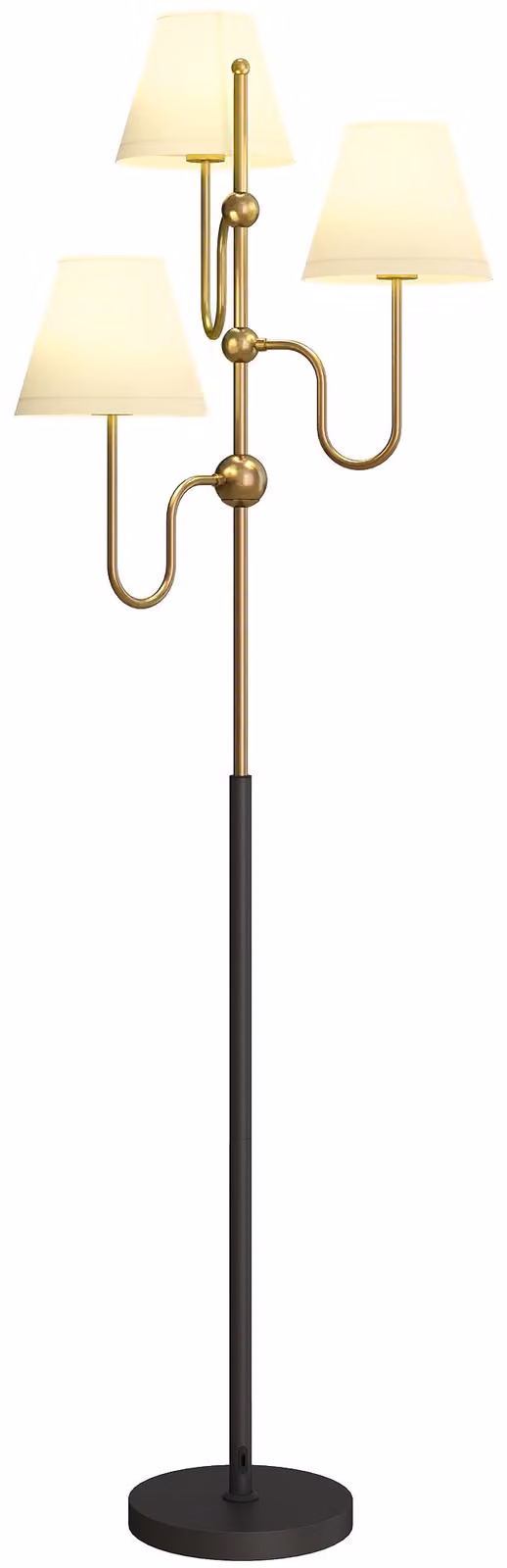 Lampada da Terra Alta con 3 Punti Luce Attacco E27 e Interruttore a Pedale 54x54x165 cm Base in Metallo Oro