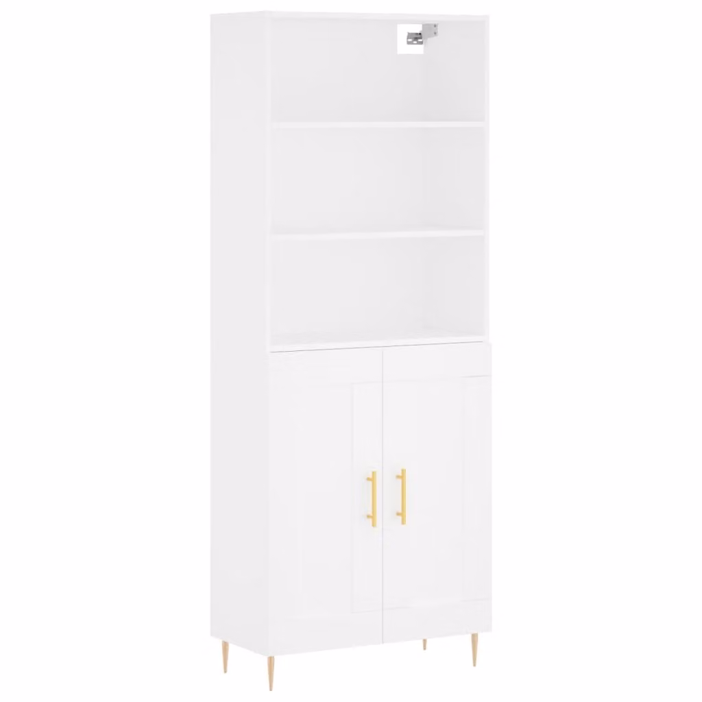 Credenza Bianca 69,5x34x180 cm in Legno Multistrato