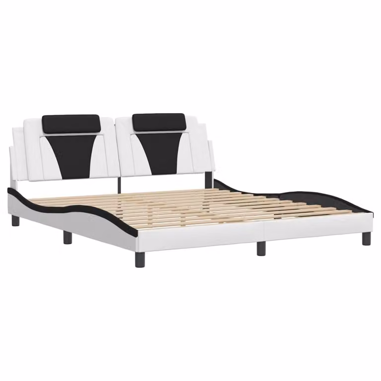Giroletto Viana senza Materasso Bianco e Nero 180x200 cm in Pelle finta
