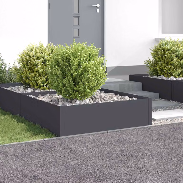 Set di 4 bordure per prato vidaXL in acciaio colore antracite L 100 x P 100 x H 35 cm