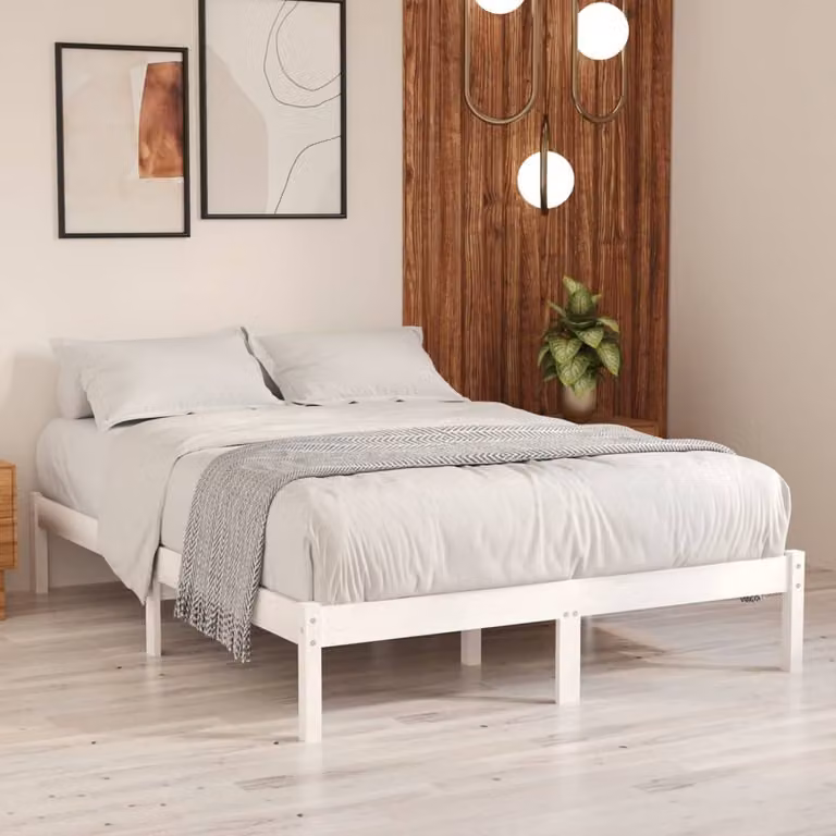 The Living Store Letto in legno massiccio bianco 180x200 cm