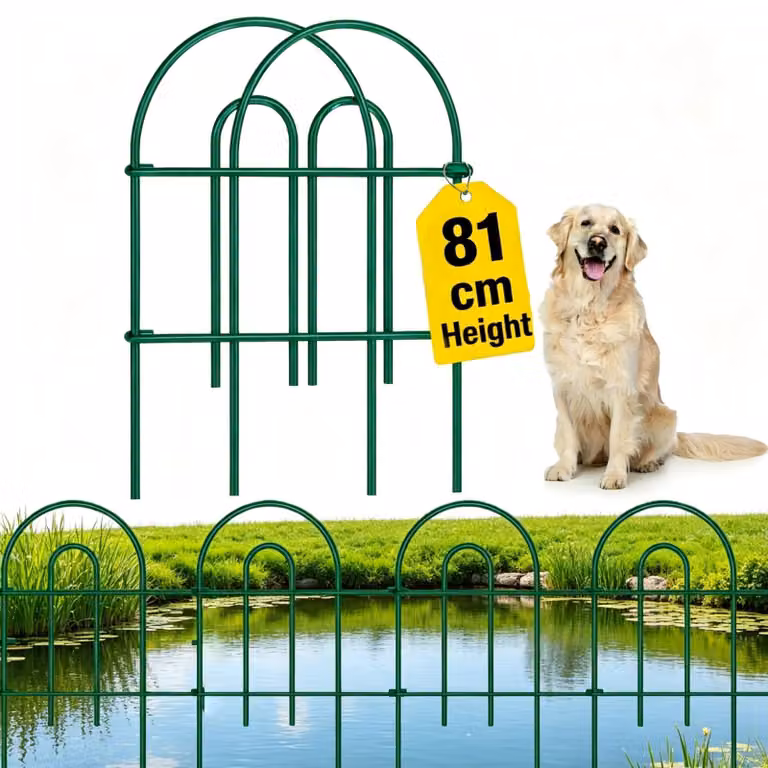 Recinzione per giardino in metallo, decorativa, verde, dimensioni 32 in x 20 ft
