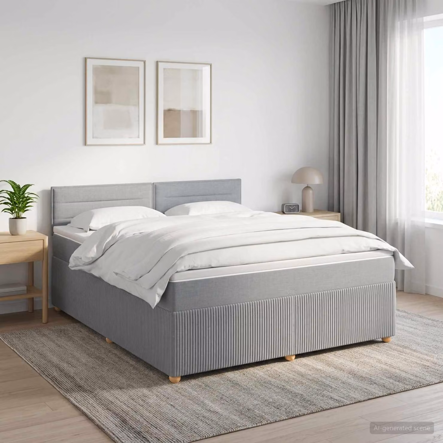 Maison Exclusive - Letto boxspring con materasso Grigio chiaro 140 x 190 cm Tessuto