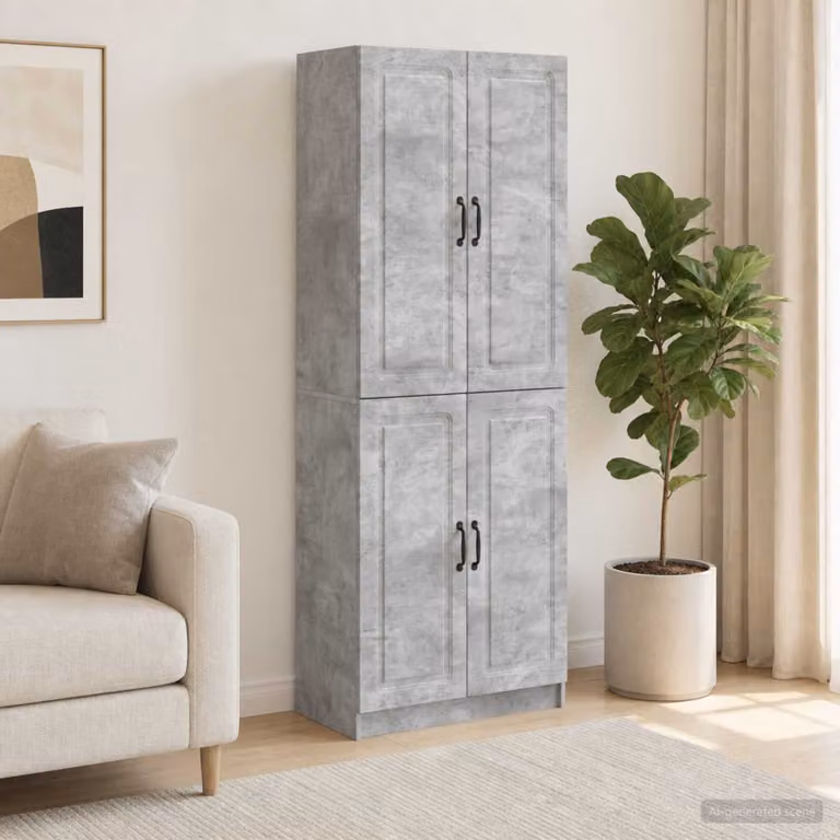 Set di 2 armadi moderni vidaXL in legno ingegnerizzato e MDF, colore grigio, L/P/H: 87.0 x 34.5 x 187.0 cm