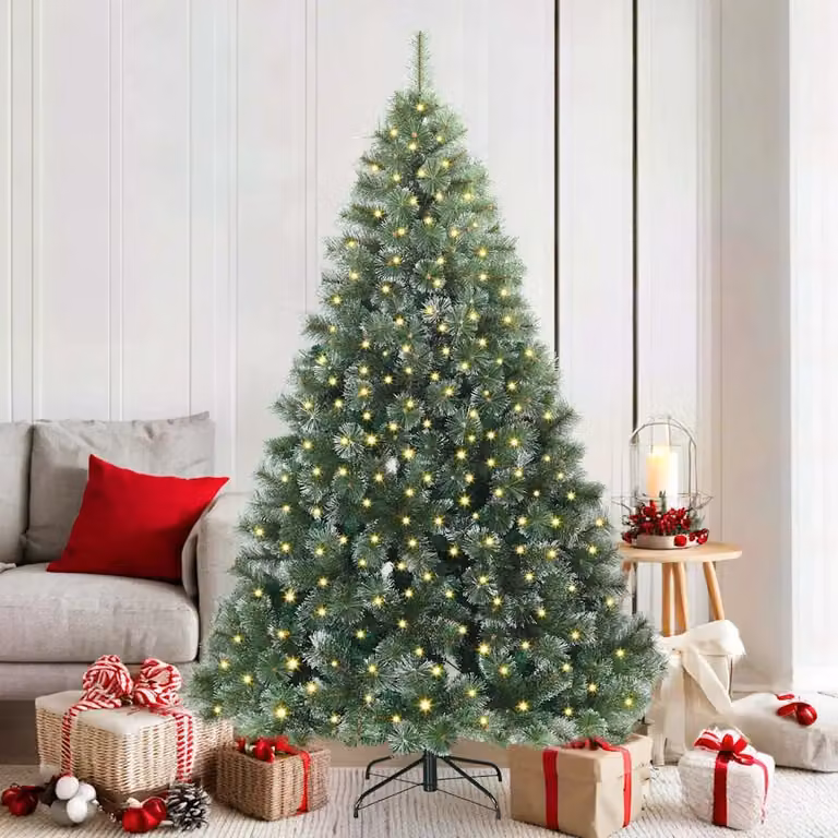 Albero di Natale artificiale moderno vidaXL verde con 300 LED luce bianca calda in PE e PVC, Altezza: 180 cm