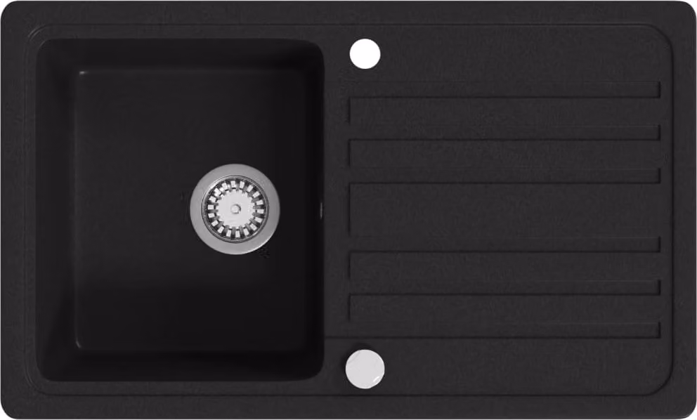 Lavandino Cucina Granito Singolo Scolapiatti Reversibile Nero