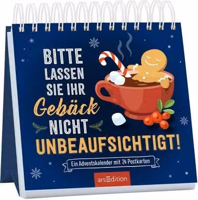 Calendario dell'Avvento a tema cartoline. Si prega di non lasciare i dolci incustoditi