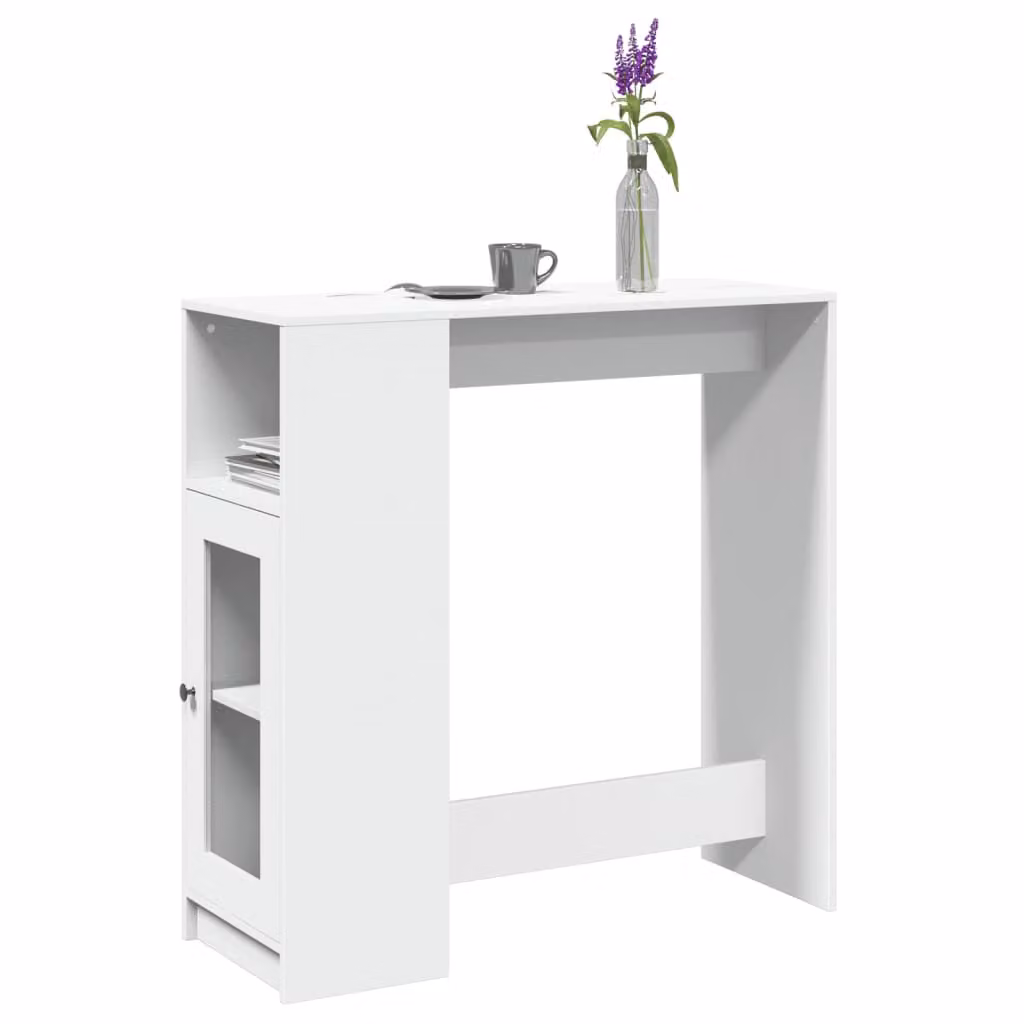 vidaXL Tavolo Bar con Rastrelliera Bianco in Multistrato L: 101 cm, P: 40 cm, H: 103,5 cm