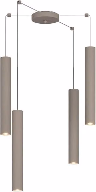 Lampadario Industrial-Minimal Xeana Metallo Marrone 4 Luci Gu10