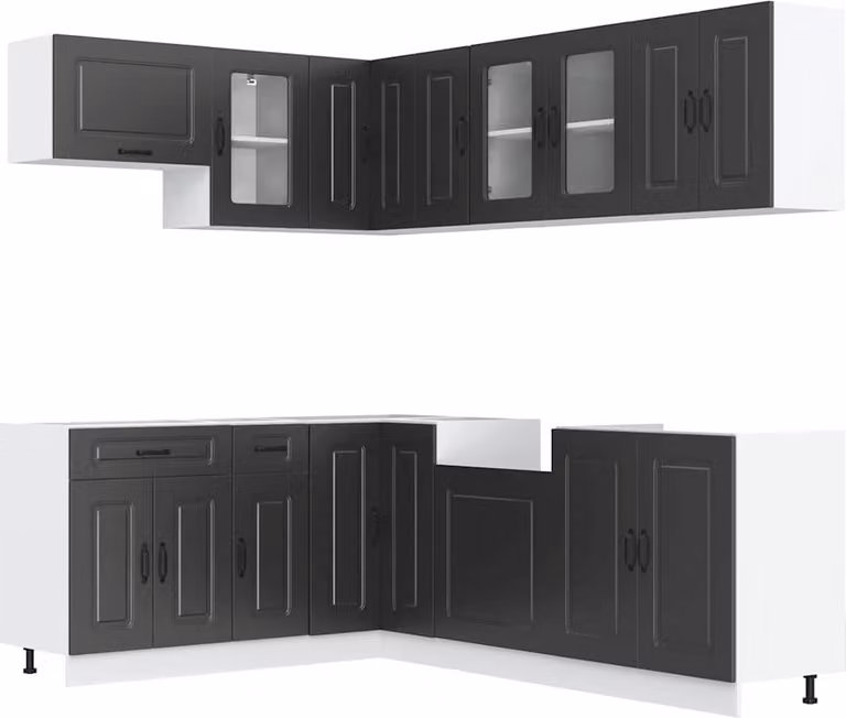 Set Mobili da Cucina 11 pz Kalmar Neri Legno Multistrato