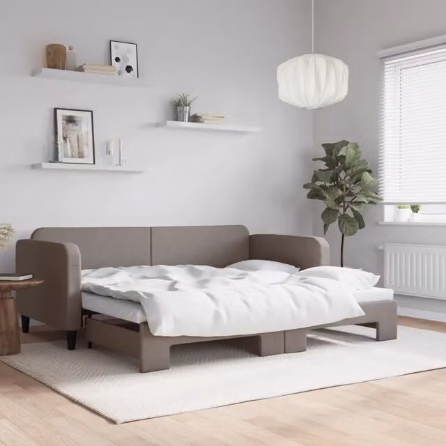 Divano Letto con Letto Estraibile-Sofa Letto-Daybed Tortora 90x200 cm in Tessuto 509500