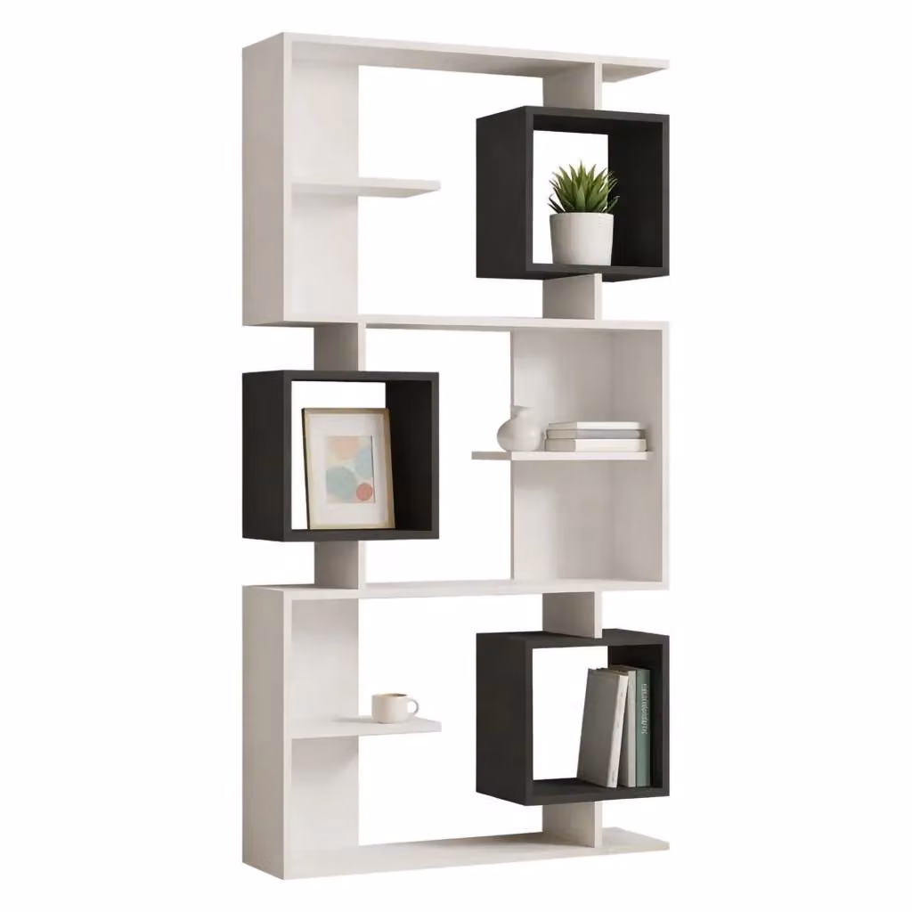 Libreria DMORA Cergnago con 8 ripiani regolabili, design moderno, L: 90 cm, P: 25 cm, H: 172 cm – 2