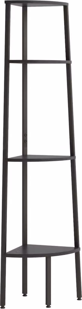 Scaffale Angolare a 4 Livelli Nero 45,5x31,5x150 cm