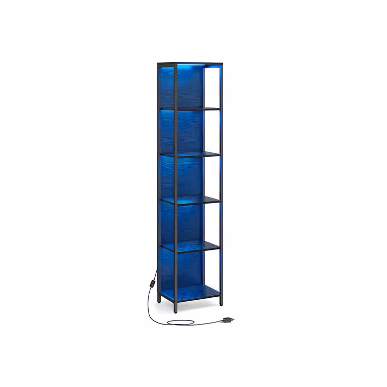 Scaffale a 6 Ripiani con Luce LED, 40l cm