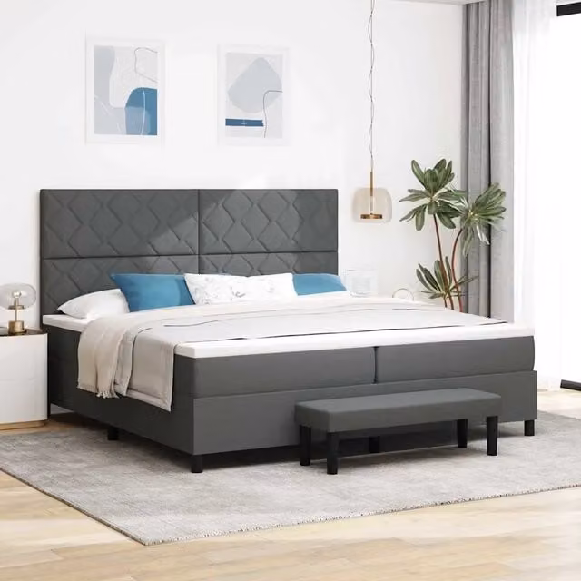 Letto Ibrido con Molle a Tasche e Testiera vidaXL Grigio, L/P/H: 200 x 200 x 280 cm – 1