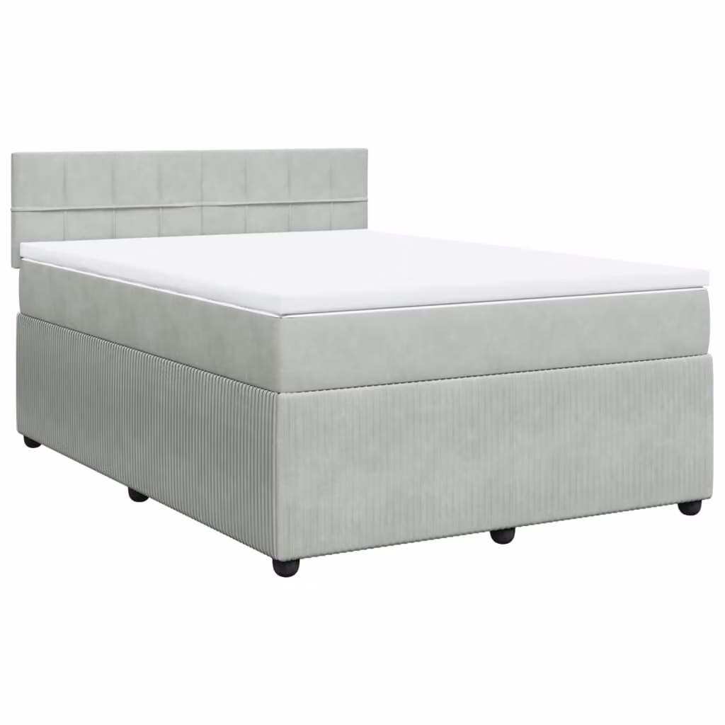 Giroletto a Molle con Materasso Grigio Chiaro 140x190cm Velluto