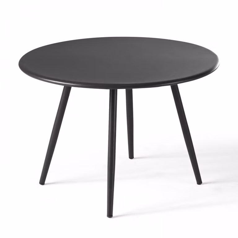 Tavolino da giardino rotondo basso metallo grigio antracite di 50 cm - Oviala Palavas