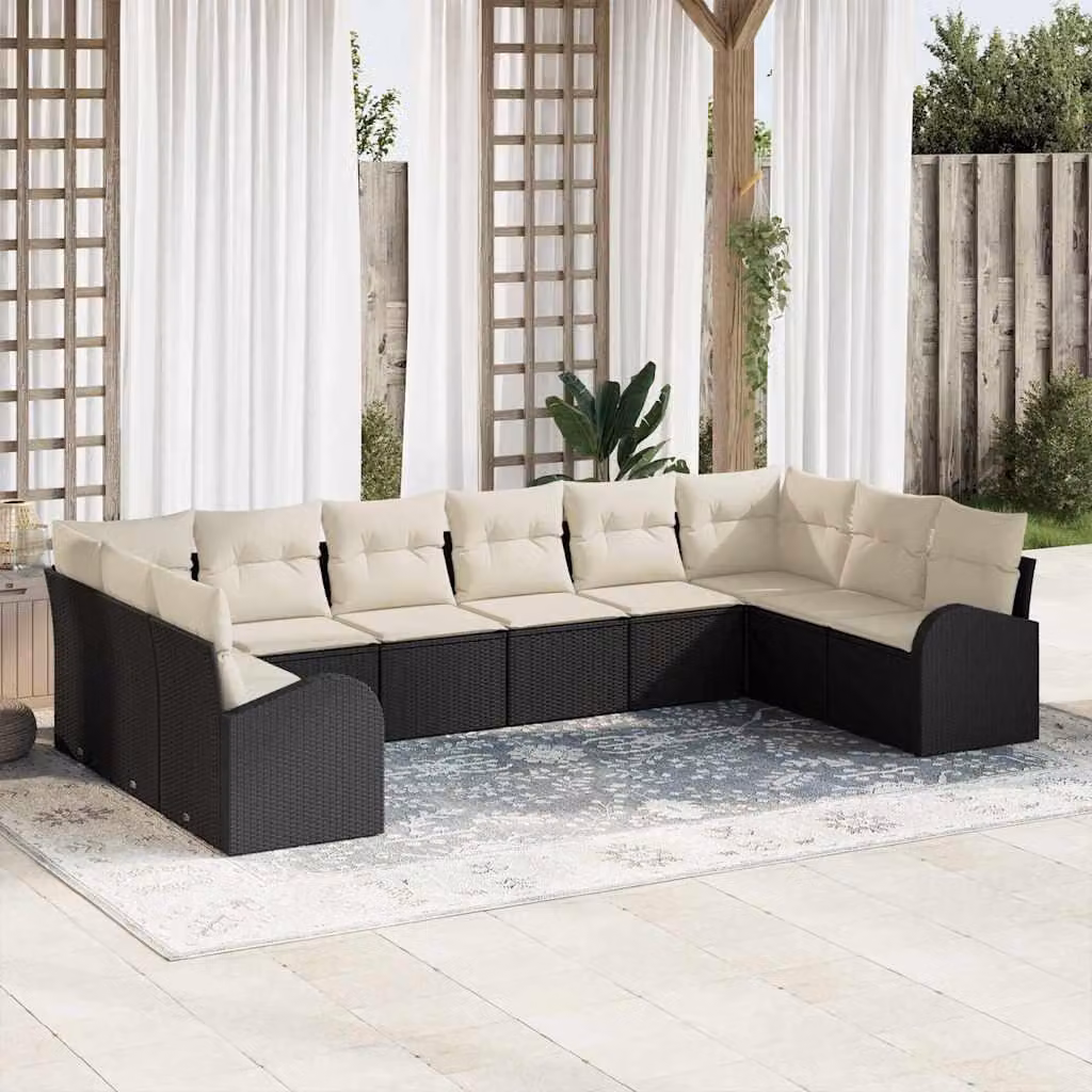Maison Exclusive - Set di divani da esterno, 10 pezzi, colore nero [Materiale sintetico]: rattan sintetico