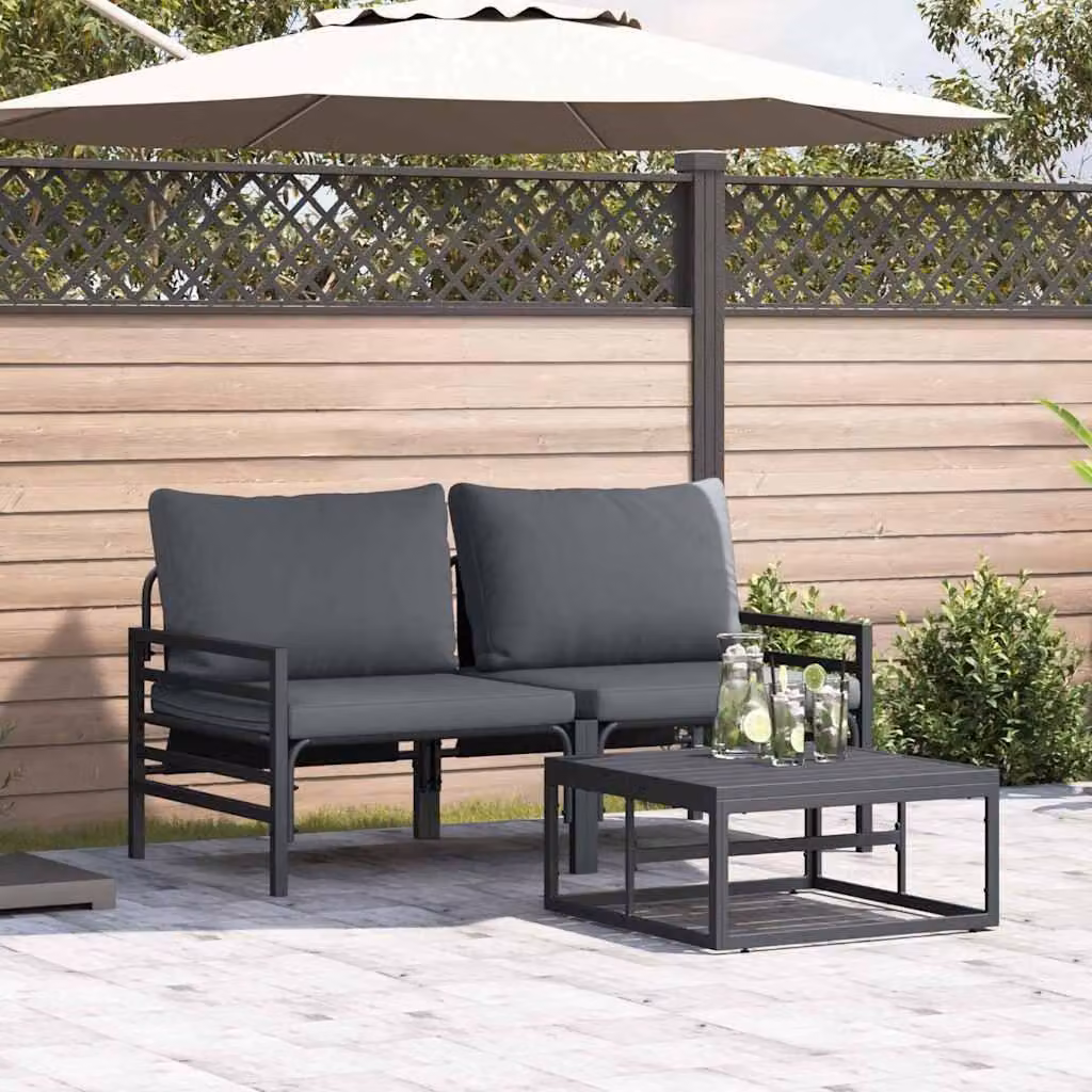 Maison Exclusive - Set da giardino composto da 3 pezzi, divano, acciaio nero