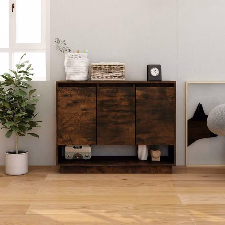 Credenza moderna vidaXL in rovere fumo color marrone, L 97 x P 31 x H 75 cm