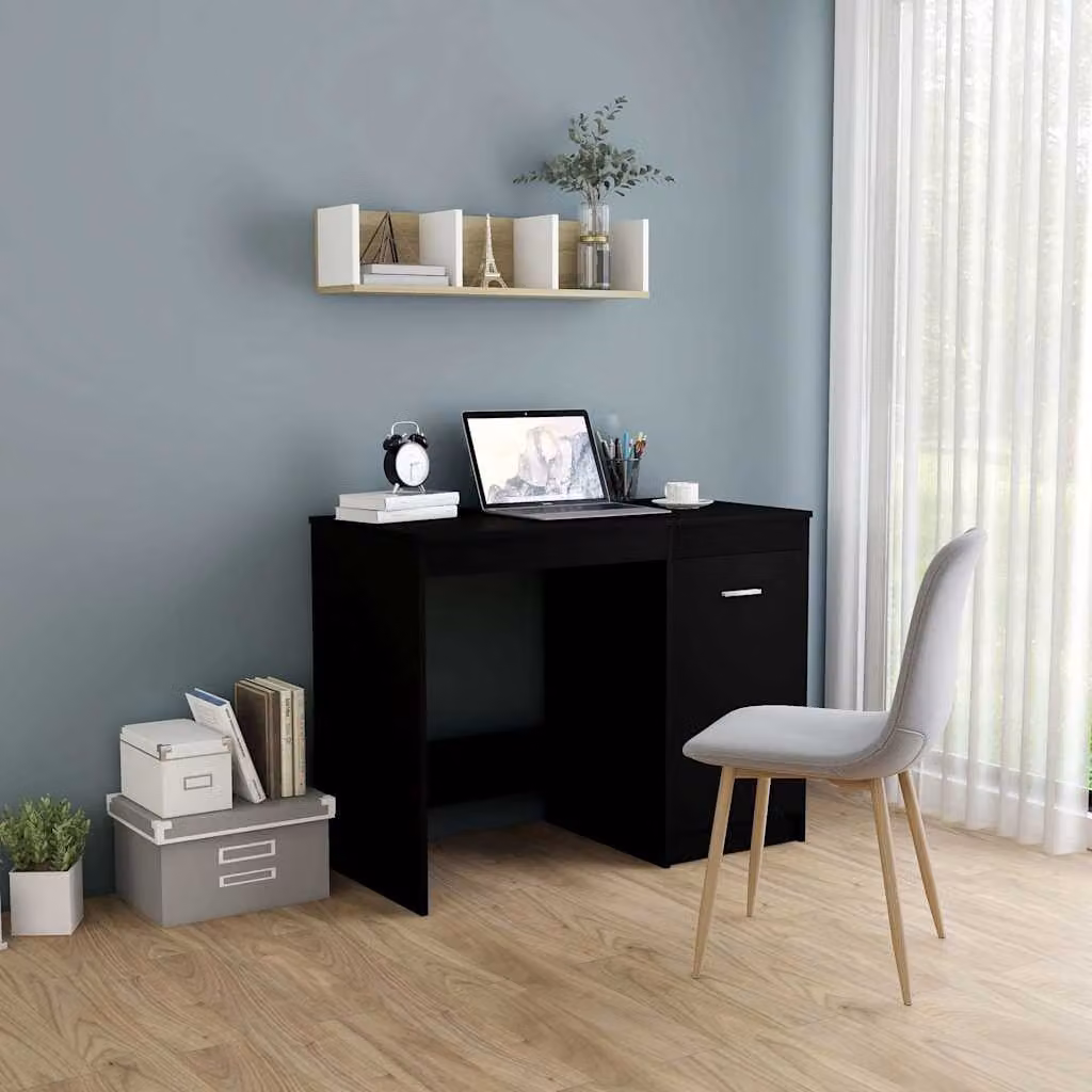 Scrivania moderna vidaXL in legno nero L: 100 cm, P: 50 cm, H: 76 cm